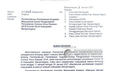 Banjarnegara Resmi Berlakukan PPKM Mulai 11 Januari