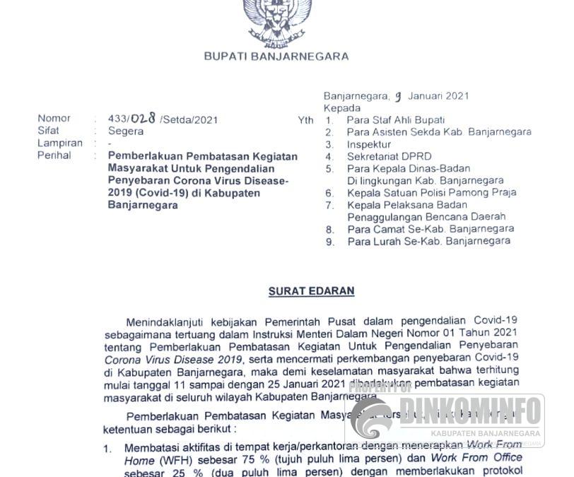 Banjarnegara Resmi Berlakukan PPKM Mulai 11 Januari