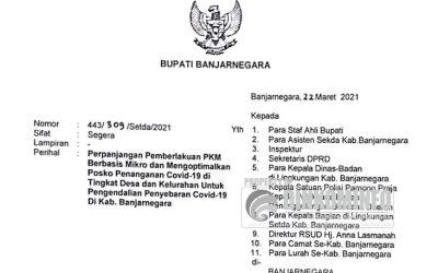 PPKM di Banjarnegara resmi diperpanjang sampai 5 April 2021