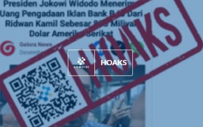 [HOAKS] Artikel Ridwan Kamil Sebut Jokowi Terima Uang Iklan BJB 850 Miliar Dolar